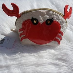 NEW Betsey Johnson Crab Makeup Bag Zip Up Large